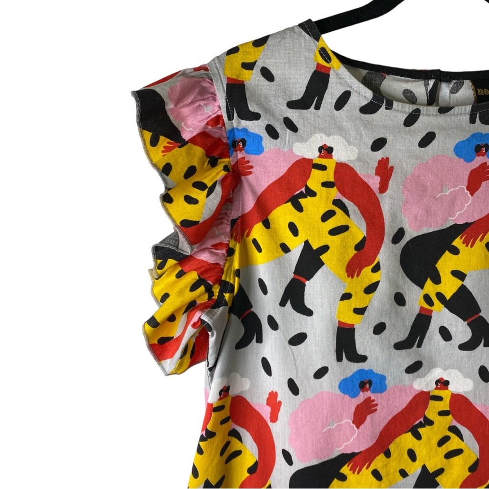 Nooworks White Multicolor Graphic Flutter Sleeve Top - Picture 2 of 11